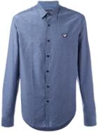 Armani Jeans Logo Patch Shirt, Men's, Size: Large, Blue, Cotton