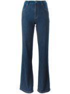 See By Chloé Stripe Appliqué Flared Jeans, Women's, Size: 26, Blue, Cotton/spandex/elastane