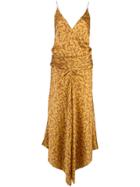 Jonathan Simkhai Floral-print Ruched-waist Dress - Yellow