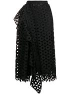 No21 Draped Detail Lace Skirt - Black
