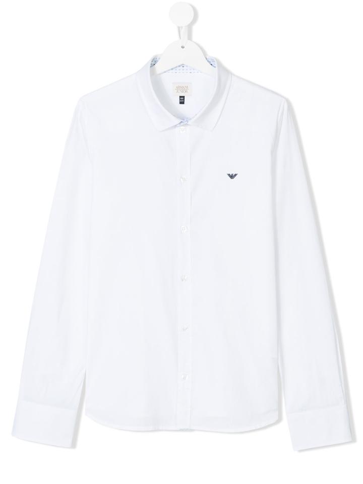 Armani Junior Embroidered Logo Shirt - White