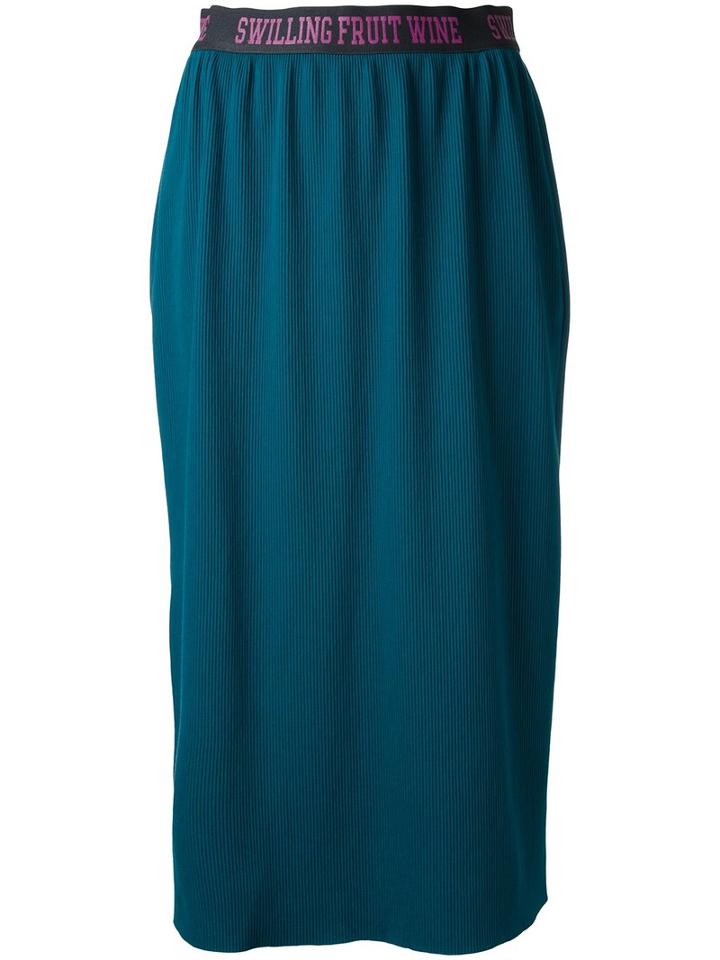 Muveil Elasticated Waistband Skirt, Women's, Size: 40, Green, Cotton/polyester