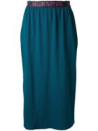 Muveil Elasticated Waistband Skirt, Women's, Size: 40, Green, Cotton/polyester