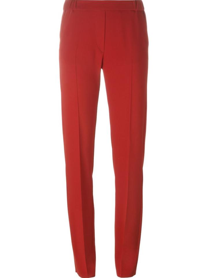 Mm6 Maison Margiela Classic Slim Fit Trousers, Women's, Size: 38, Red, Polyester/viscose