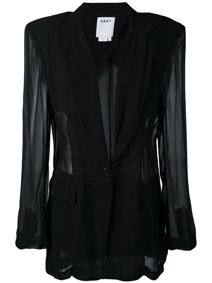 Dkny - Sheer Panelled Blazer - Women - Viscose - Xs, Black, Viscose