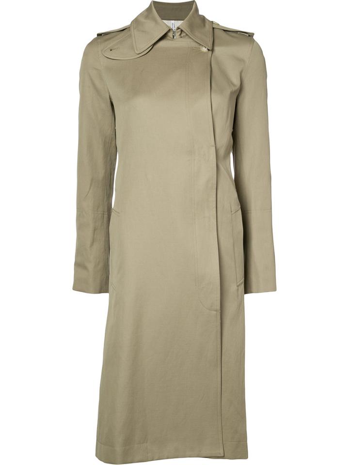 Helmut Lang Belted Trench Coat, Women's, Size: Small, Brown, Cotton/cupro/linen/flax