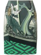 Versace Collection Multi-pattern Fitted Skirt - Green