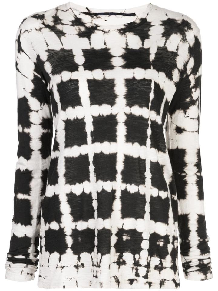 Proenza Schouler Grid Print Longsleeved T-shirt - Black