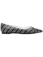 Versace Monogram Striped Ballerinas - Black