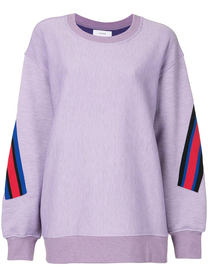 Facetasm Panelled Sleeve Logo Sweatshirt - Pink & Purple