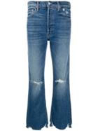 Mother Ripped Flared Jeans - Blue