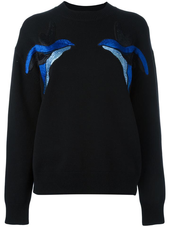 Birds Embroidery Jumper - Women - Cotton/nylon/spandex/elastane/viscose - 12, Black, Cotton/nylon/spandex/elastane/viscose, Victoria Victoria Beckham