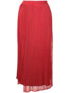 Marina Moscone High-waist Pleated Silk Skirt - Red