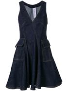 Carven V-neck Mini Dress - Blue