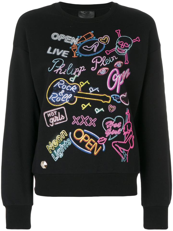 Philipp Plein Neon Sign Effect Sweatshirt - Black