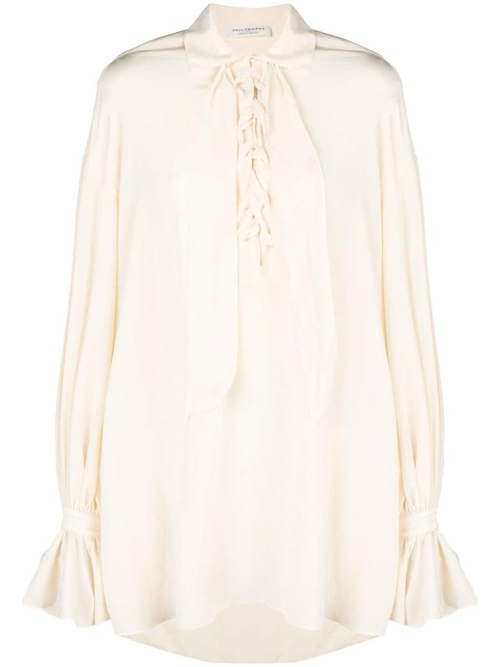 Philosophy Di Lorenzo Serafini Lace-up Detail Blouse - Neutrals