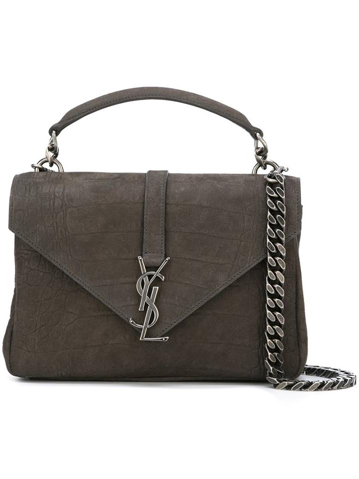 Saint Laurent Medium 'collège Monogram' Tote, Women's, Grey