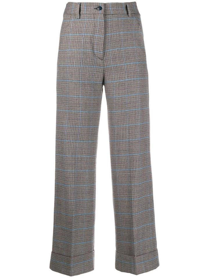 Brag-wette High-rise Check Trousers - Grey