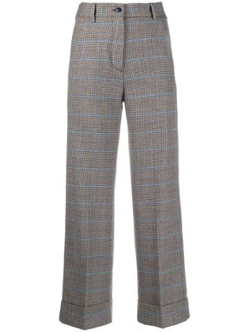 Brag-wette High-rise Check Trousers - Grey