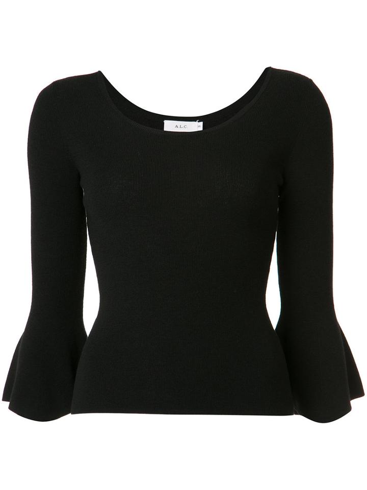 A.l.c. Three-quarters Ruffled Sleeves Jumper, Women's, Size: Small, Black, Merino/polyester