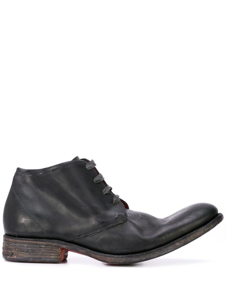 A Diciannoveventitre Distressed Lace-up Ankle Boots - Black