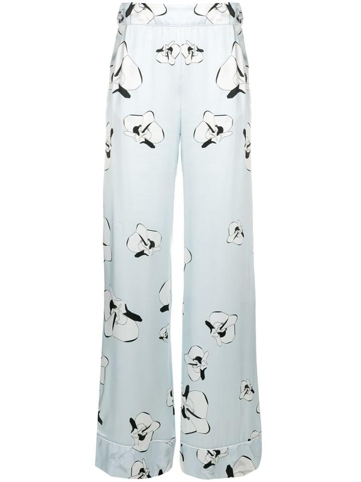 Genny Floral Print Trousers - Blue