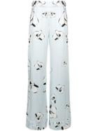 Genny Floral Print Trousers - Blue