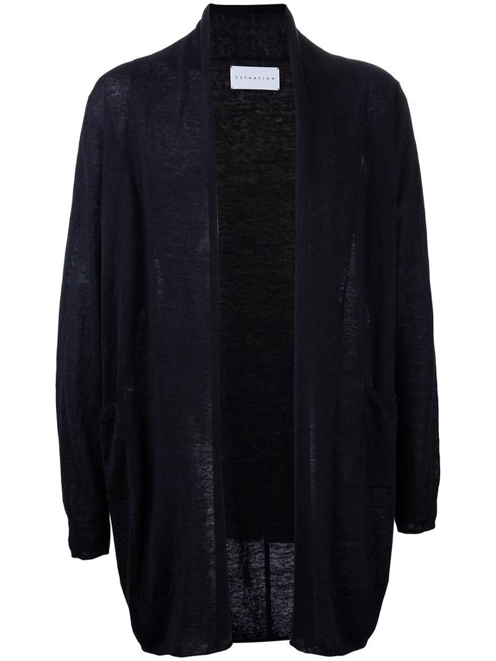 Estnation - Long Open Cardigan - Men - Linen/flax - S, Black, Linen/flax