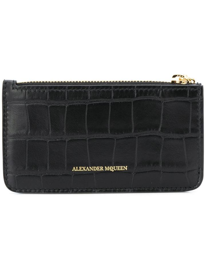 Alexander Mcqueen Skull Charm Zipped Cardholder - Black