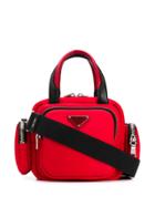 Prada Logo Plaque Bowling Bag - Red