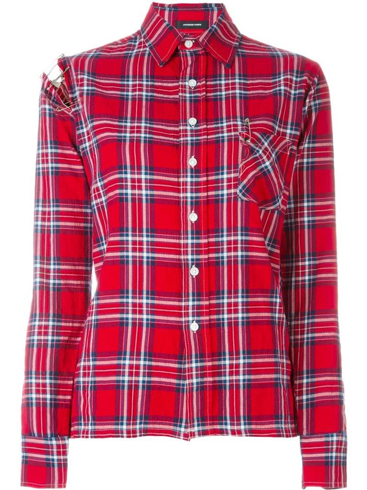 R13 Tartan Print Shirt, Women's, Size: Xs, Red, Cotton/polyurethane