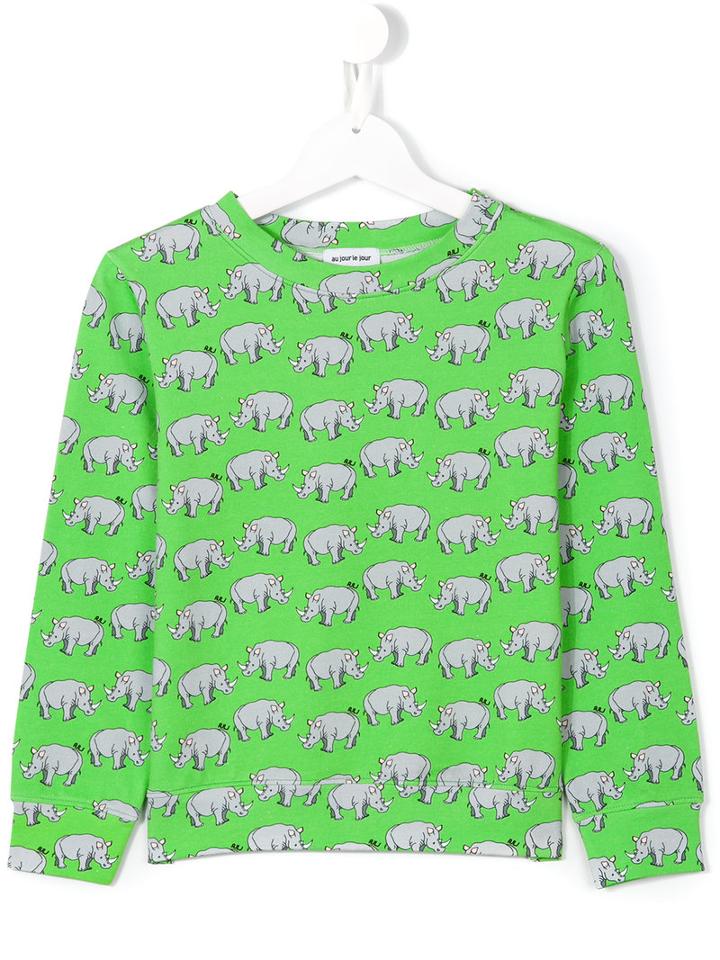 Au Jour Le Jour Kids Rhinoceros Sweatshirt, Size: 6 Yrs, Green
