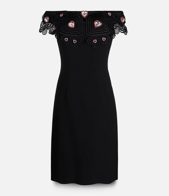 Christopher Kane Off-the-shoulder Love Heart Lace Collar Dress