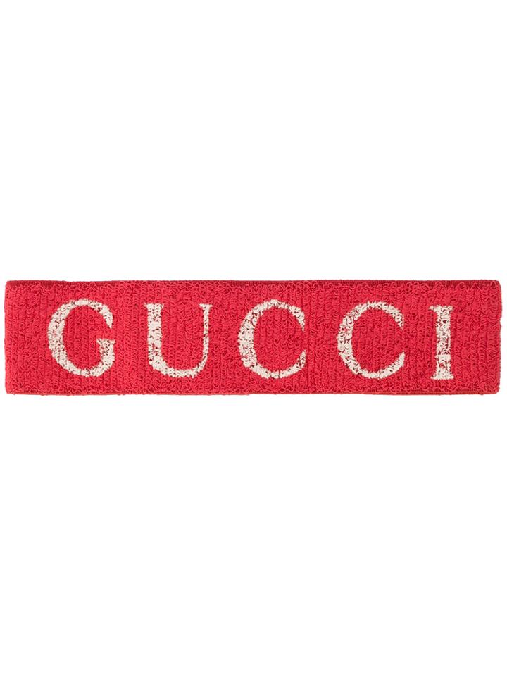 Gucci Elasticated Logo Print Headband - Red