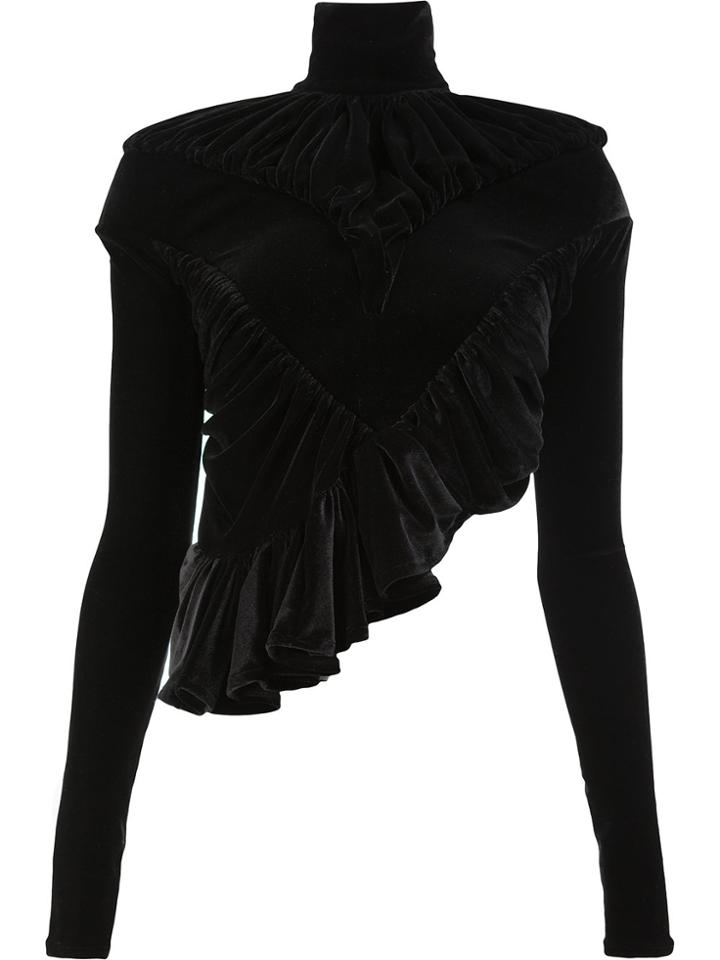 Y / Project Cropped Ruffle Jumper - Black