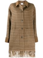 Nanushka Plaid Coat - Brown