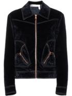 See By Chloé Harrington Zip Up Velvet Jacket - Blue