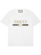 Gucci Washed T-shirt With Gucci Print - White