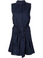 Derek Lam 10 Crosby Sleeve Knot Shirt Dress, Women's, Size: 12, Blue, Cotton