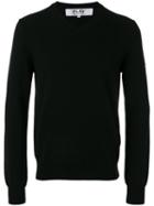 Comme Des Garçons Play Embroidered Heart Patch Sweatshirt, Men's, Size: Large, Black, Wool