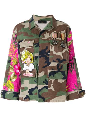 Lédition Embellished Camouflage Jacket - Green