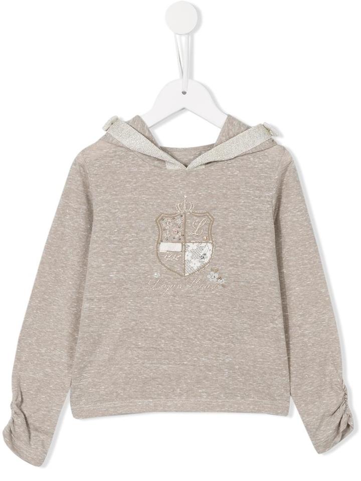 Lapin House Embellished Crest Hoodie, Girl's, Size: 6 Yrs, Grey