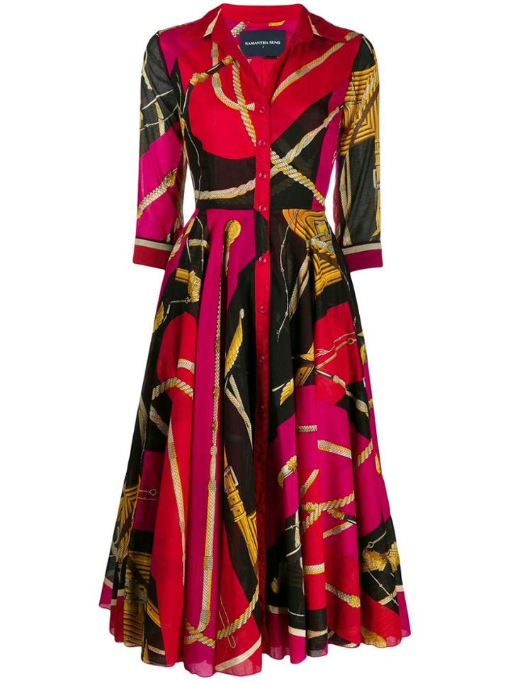 Samantha Sung Aster Midi Dress - Red