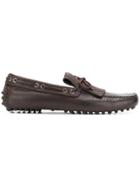 Car Shoe Fringe And Bow Front Loafers - Brown