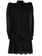 Saint Laurent Embellished Neck Tie Short Dress - Black