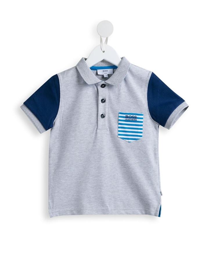 Boss Kids Striped Pocket Polo Shirt