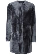 Drome Panelled Coat, Women's, Size: Large, Grey, Sheep Skin/shearling