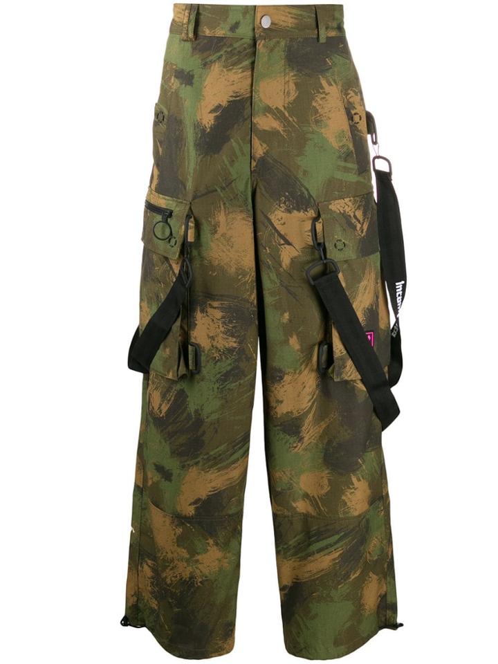 Off-white Camouflage Loose Cargo Trousers - Green