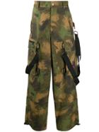Off-white Camouflage Loose Cargo Trousers - Green