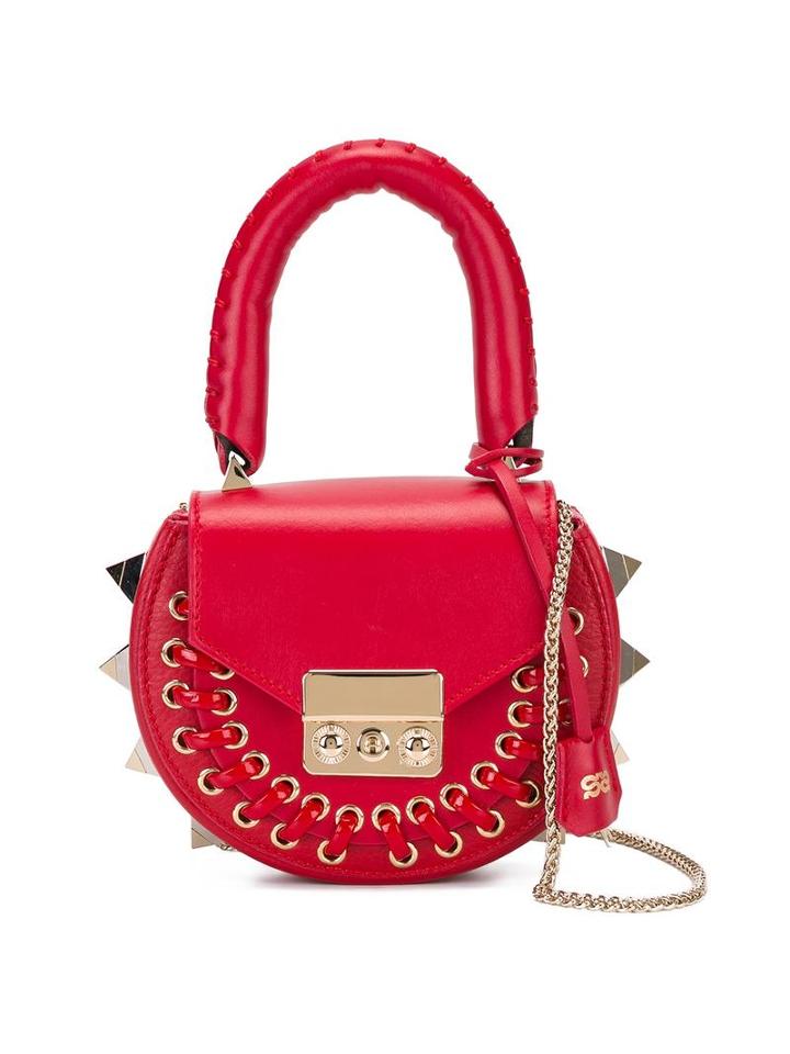 Salar Mini Studded Round Tote, Women's, Red
